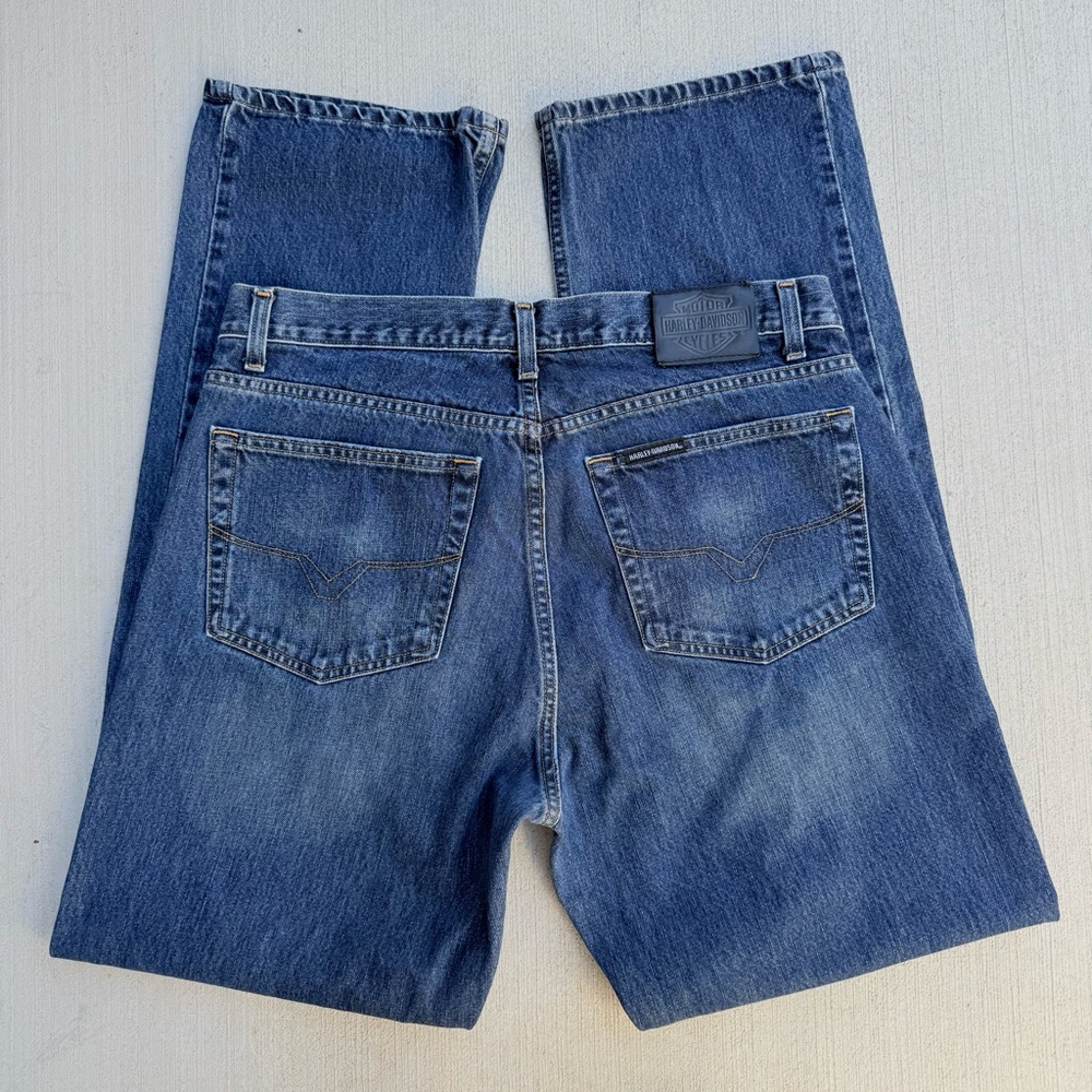 Harley-Davidson Dark Wash Jeans Relaxed Straight Leg Gorpcore Utility 36x34